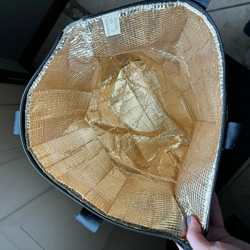Victoria's Secret Black and Gold Patterned Tote Bag